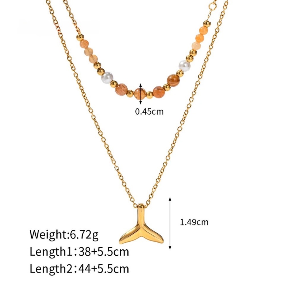 18k Gold Plated Mermaid Beads Necklace - Picture 4 of 9